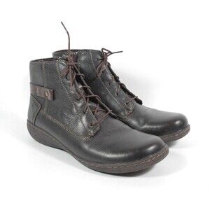 Clarks Collection Cushion 26111832 Fianna Tara Brown Leather Ankle Boots Sz 6M